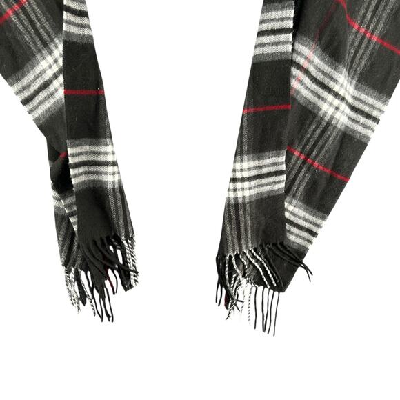 V. Fraas Cashmink Plaid Scarf Fringe Dark Academia Warm Soft Grunge One Size - Picture 3 of 4